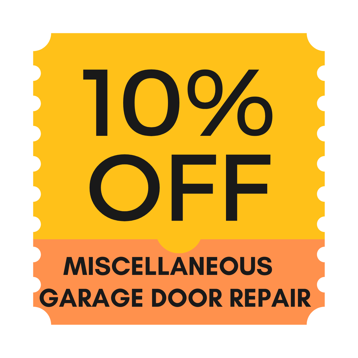 10 percent off miscellaneous garage door repair