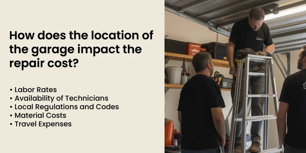 How does the location of the garage impact the repair cost?